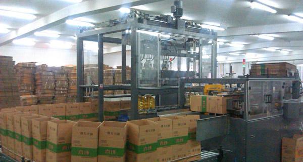 PLC Control Automatic Carton Packing Machines Barrel Packer Mechanical Manipulator